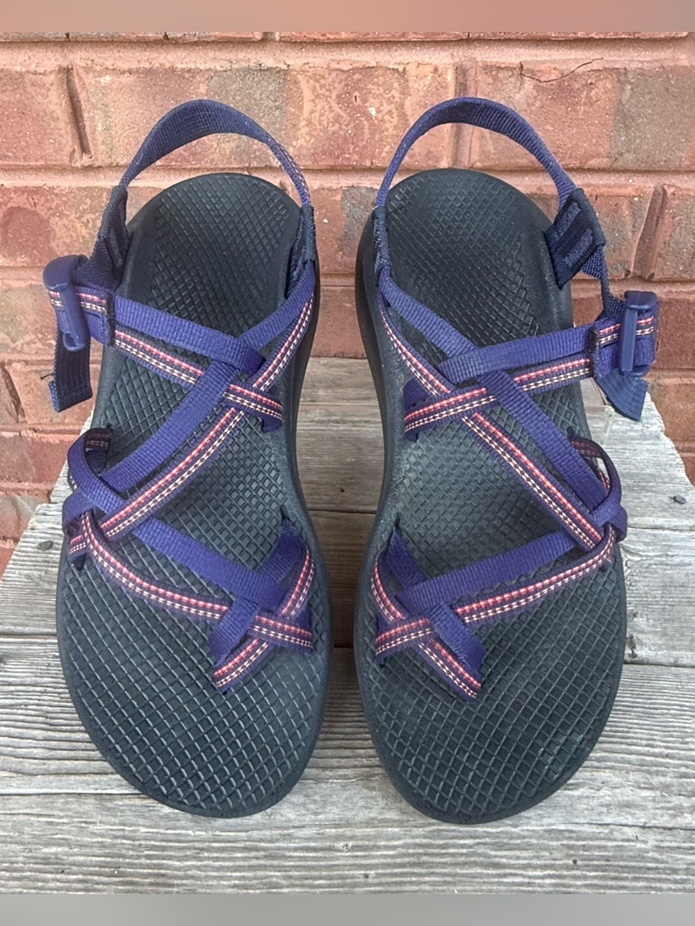 Chaco ZX/2 Cloud Sandals Womens 8 Blue white Strappy Trail Shoes Chacos